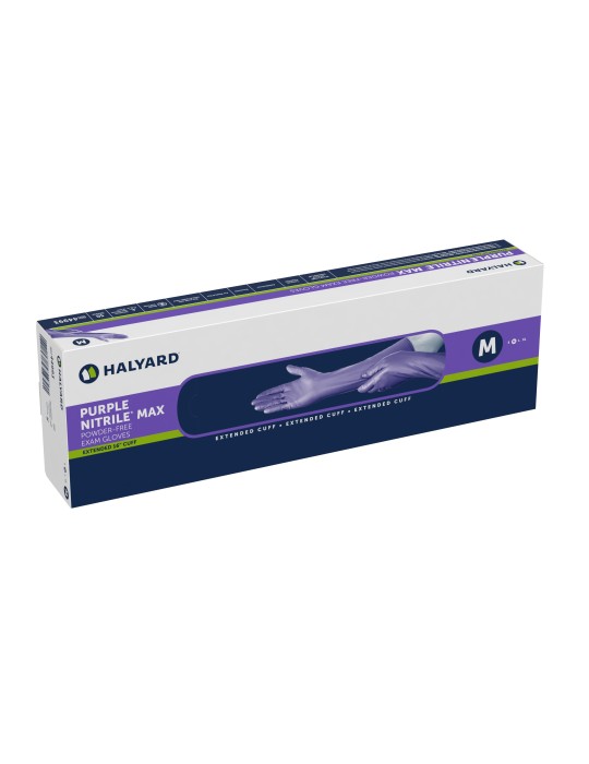 Gants d'examen manchettes longues PURPLE NITRILE MAX - boite