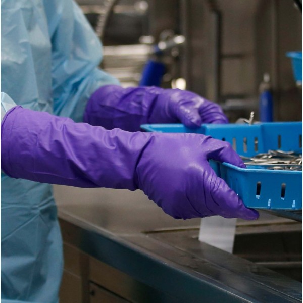 Gants d'examen manchettes longues PURPLE NITRILE MAX - manchette longue stérilisation