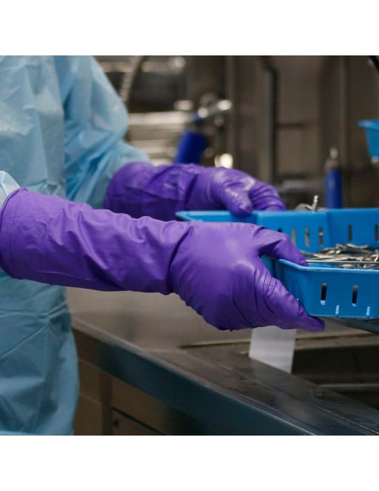 Gants d'examen manchettes longues PURPLE NITRILE MAX - manchette longue stérilisation