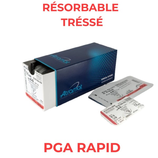 PGA Rapid Atramat - suture résorbable tressée - Boîte de 12