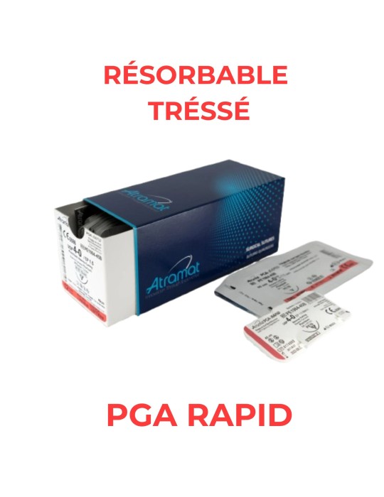 PGA Rapid Atramat - suture résorbable tressée - Boîte de 12