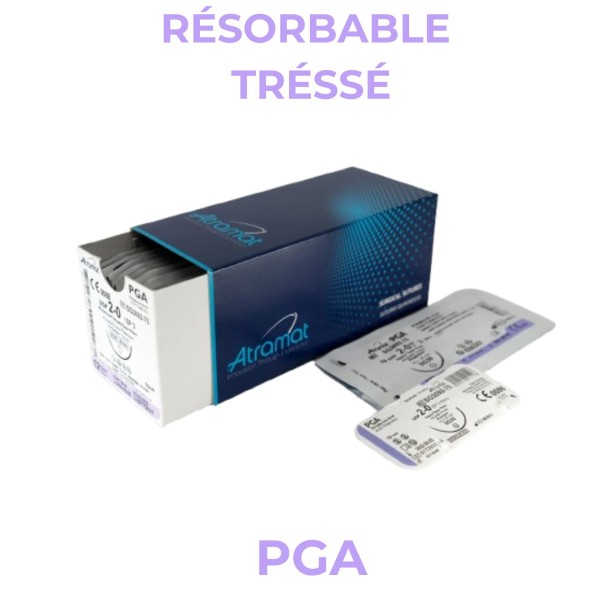 Atramat PGA fil tressé résorbable – boîte stérile 12 unités