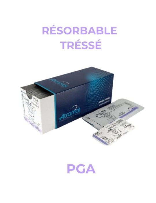 Atramat PGA fil tressé résorbable – boîte stérile 12 unités