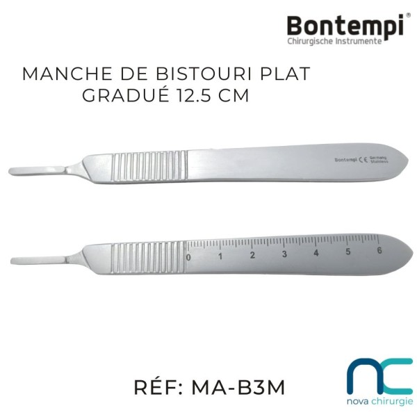 Manche de bistouri gradué 125mm Bontempi - MA-B3M