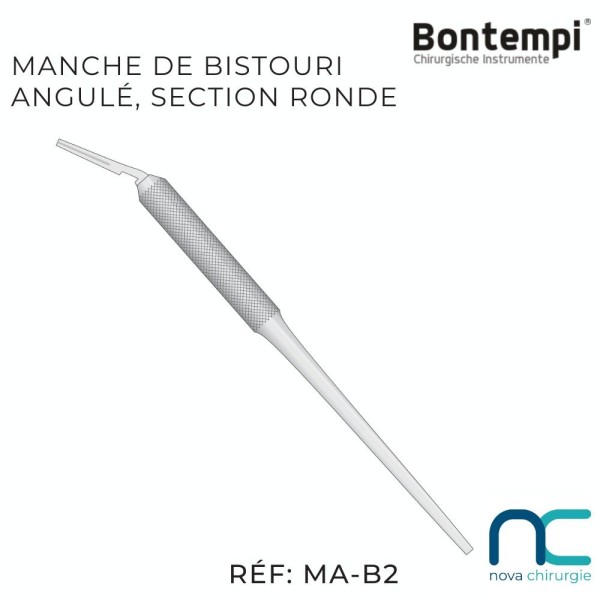 Manche de bistouri angulé, section ronde - Bontempi MA-B2