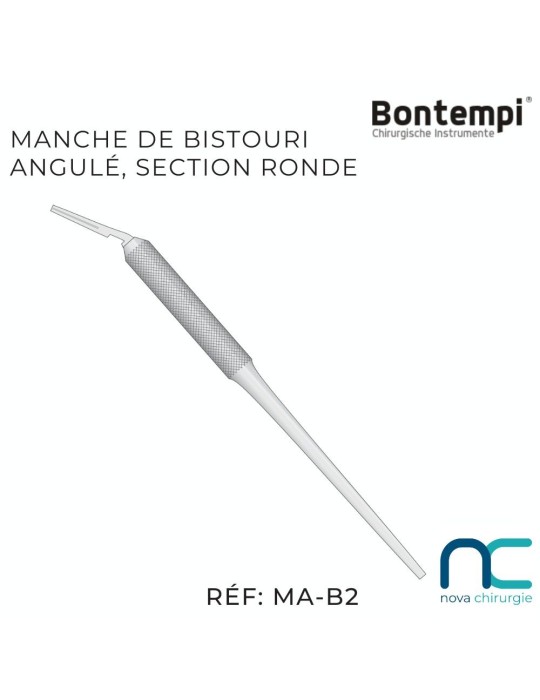 Manche de bistouri angulé, section ronde - Bontempi MA-B2