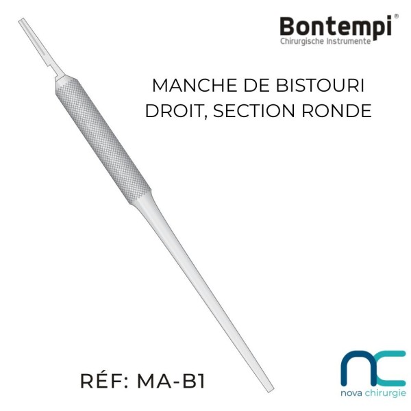 Manche de bistouri droit, section ronde Bontempi - MA-B1