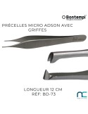 Pince micro Adson avec griffes - 12cm - BD-73