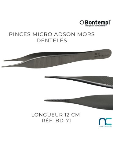 Pince micro Adson mors dentelés- 12cm - BD-71
