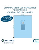 Champs Stériles Halyard Fenestrés 120 x 150 cm - Boîte de 15