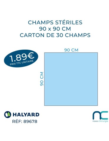 Champs Stériles Halyard 90 x 90 cm - Boîte de 30