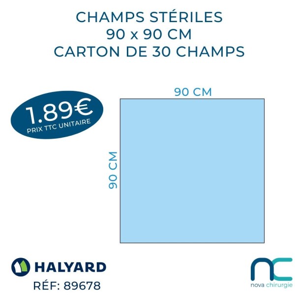 Champs Stériles Halyard 90 x 90 cm - Boîte de 30