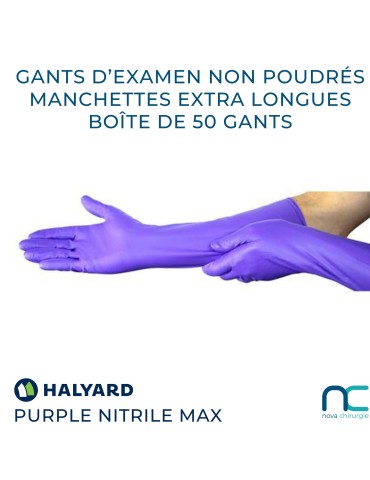 Gants d'examen manchettes longues PURPLE NITRILE MAX