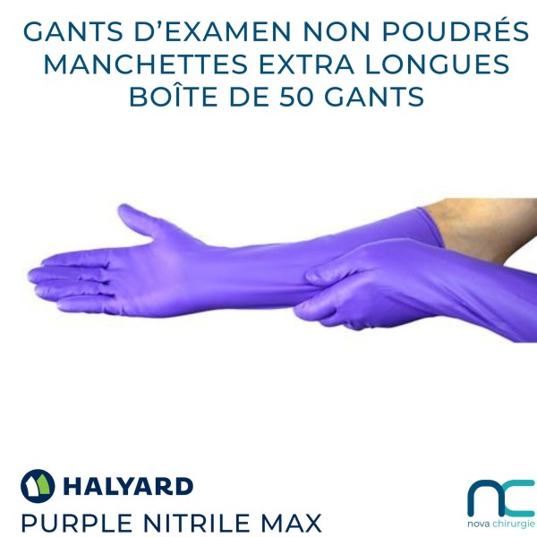 Gants d'examen manchettes longues PURPLE NITRILE MAX
