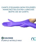 Gants d'examen manchettes longues PURPLE NITRILE MAX