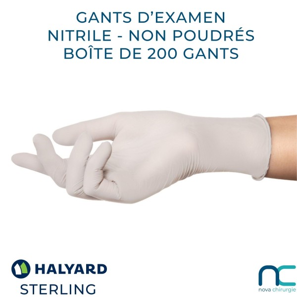 Gants d'examen en Nitrile - Non poudrés - Halyard Sterling