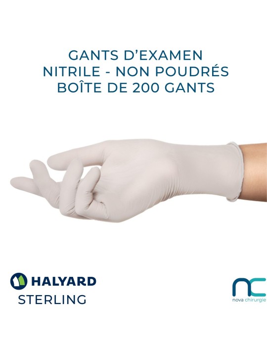Gants d'examen en Nitrile - Non poudrés - Halyard Sterling