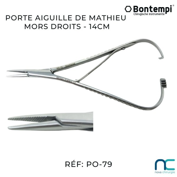 Porte aiguille de Mathieu mors droits - 14 cm