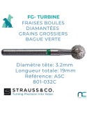 Fraise Boule Diamantée FG 3.2mm A5C Strauss | Nova Chirurgie