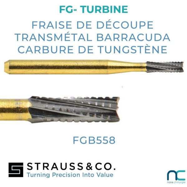 Fraise Transmétal Barracuda Carbure de Tungstène FG Strauss 19mm | Nova Chirurgie