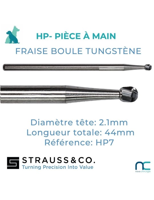 Fraise Boule Tungstène Pièce à Main - chiens moyens grands