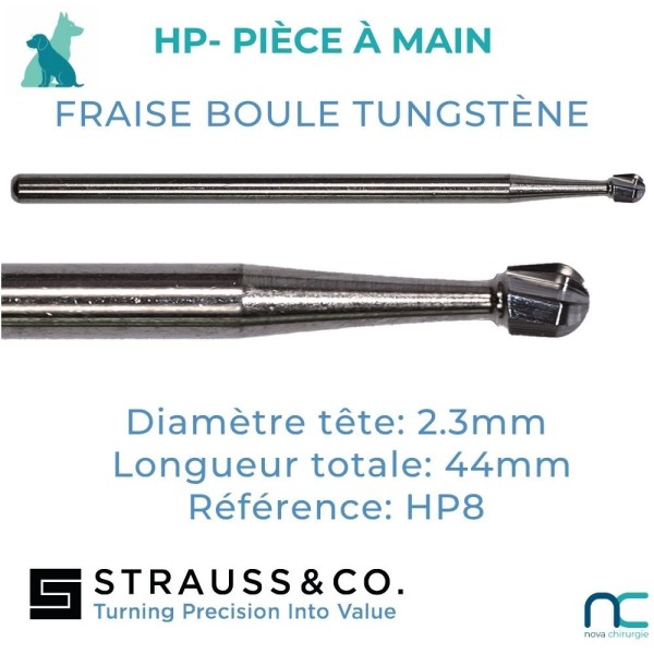 Fraise Boule Carbure de Tungstène Pièce à Main- boite de 5