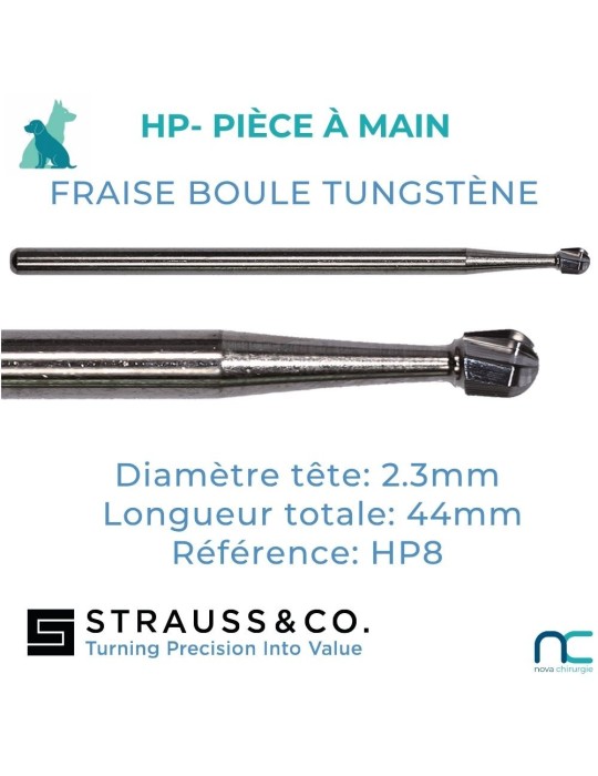 Fraise Boule Carbure de Tungstène Pièce à Main- boite de 5