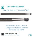 Fraise Boule Carbure de Tungstène Pièce à Main- boite de 5