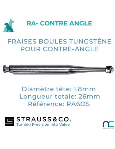 Fraise Boule Carbure de Tungstène Contre-Angle - boite de 5 grands chiens