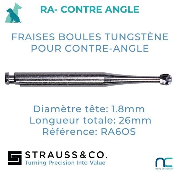 Fraise Boule Carbure de Tungstène Contre-Angle - boite de 5 grands chiens