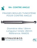 Fraise Boule Carbure de Tungstène Contre-Angle - boite de 5 grands chiens