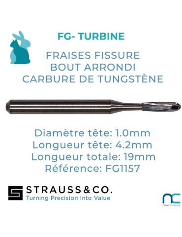 Fraise Fissure à Bout Arrondi Carbure de Tungstène boite de 10- chat NAC petits chiens