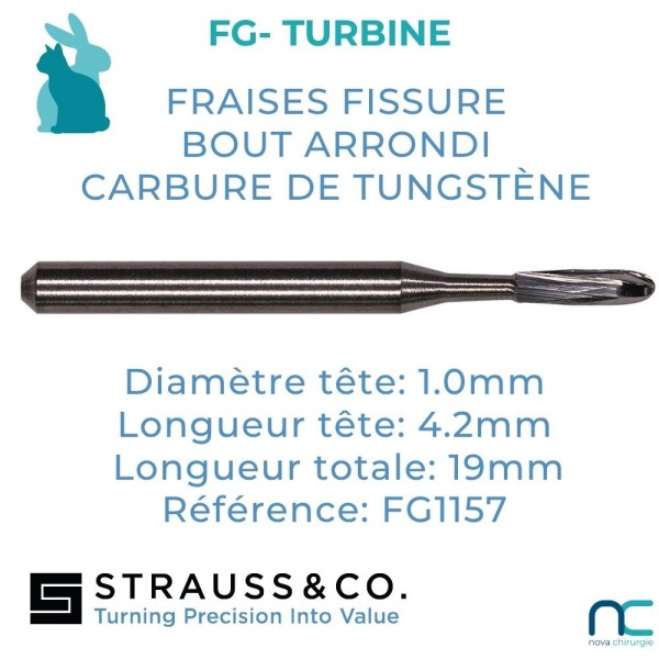Fraise Fissure à Bout Arrondi Carbure de Tungstène boite de 10- chat NAC petits chiens