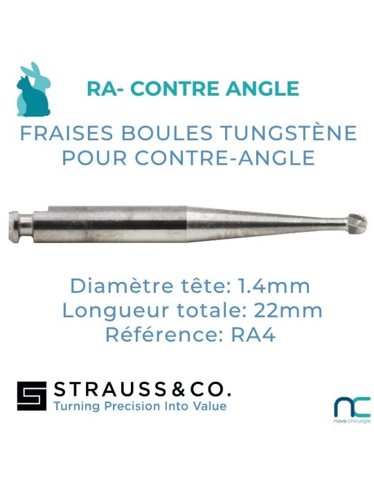 Fraise Boule Carbure de Tungstène Contre-Angle - boite de 5 -petits /moyens chiens , les chats, les NAC.