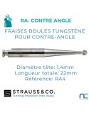Fraise Boule Carbure de Tungstène Contre-Angle - boite de 5 -petits /moyens chiens , les chats, les NAC.