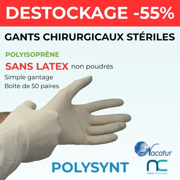 gants stériles sans latex non poudrés Polysent Nacatur