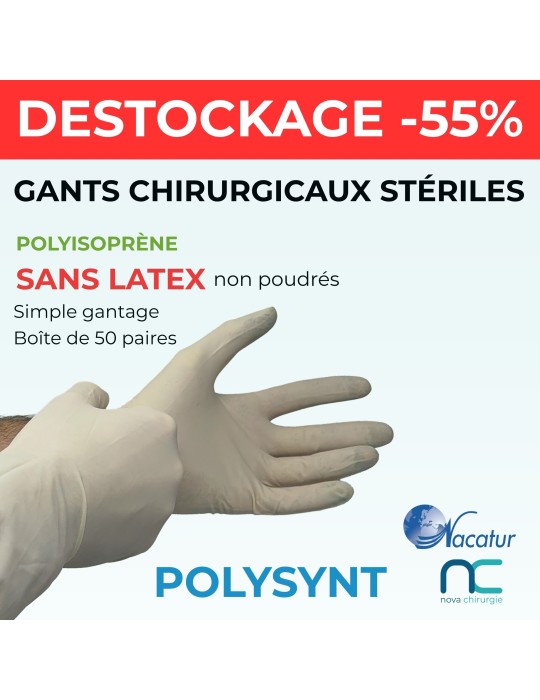 gants stériles sans latex non poudrés Polysent Nacatur